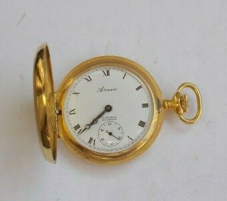 Vintage Arnex 17 Jewels Gold Tone Wind Up Pocket Watch Great Shape Swiss