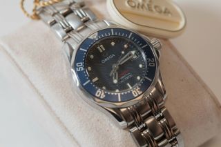Omega Seamaster Professional 300m Mens Blue Wave Dial James Bond Steel Watch