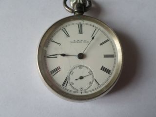 Antique Sterling Silver A W W & Co Waltham Pocket Watch For Repair