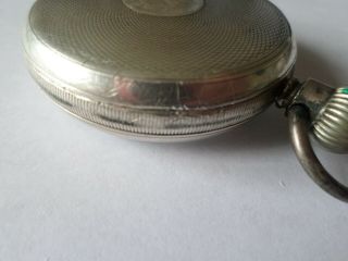 Antique sterling silver A W W & Co Waltham pocket watch FOR REPAIR 6