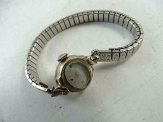 Vintage 14k Solid White Gold Ladies Wristwatch Watch Hamilton 17 Jewel Retro Old