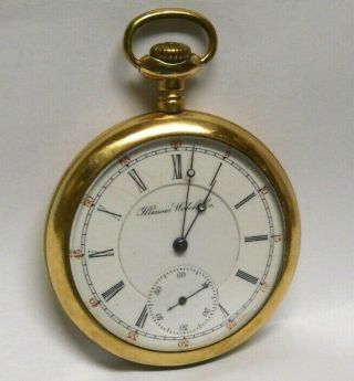 Antique 1897 Illinois 16s 15 Jewel Gold Filled Lever Set Pocket Watch,  Runs