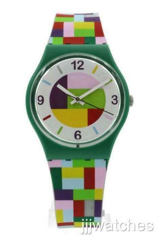 Swiss Swatch Originals Tet - Wrist Gray Multi - Color Silicone Watch 34mm Gg224 $65