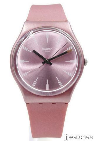 Swiss Swatch Pastelbaya Metallic Pink Silicone Women Watch 34mm Gp154 $65