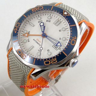 41mm Sterile White Dial Gmt Sapphire Glass Ceramic Bezel Automatic Mens Watch