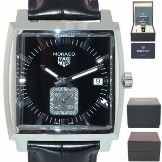 Papers Tag Heuer Monaco Waw131a Quartz Black 37mm Steel Date Watch
