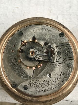18 Size,  17 Jewels,  Waltham Pocket Watch,  Grade P.  S.  Bartlett,  Model 1883 Lever 8