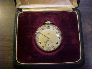 1933 Elgin 10 K Gold Filled 17 Jewel Pocket Watch With Elgin Case Runs