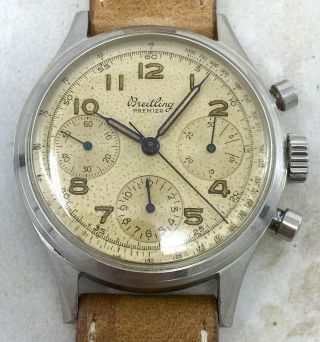 Vintage Breitling Premier Chronograph Wristwatch Ref.  788 35mm Steel For Repair