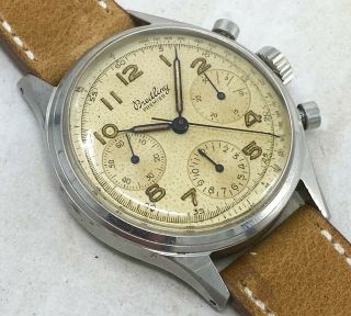 Vintage Breitling Premier Chronograph Wristwatch Ref.  788 35mm Steel FOR REPAIR 3