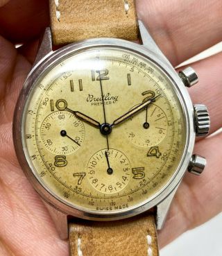 Vintage Breitling Premier Chronograph Wristwatch Ref.  788 35mm Steel FOR REPAIR 7