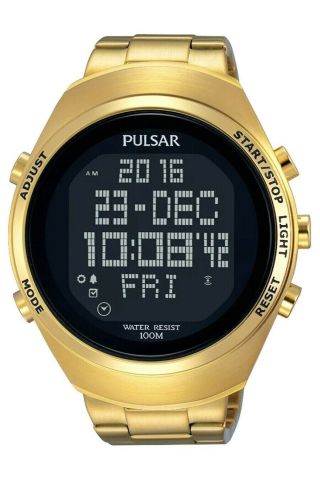 Pulsar Gents Gold Bracelet Digital Watch Pq2056x1 Rrp £225