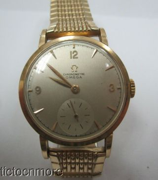 Vintage 14k Gold Omega Chronometer Watch Mens Chronometre 35mm