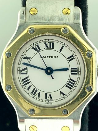 Cartier Santos Octagon Two - Tone Stainless Steel/18k Gold Automatic Ladies Watch