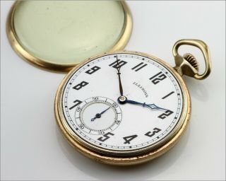 Antique - 1926 ILLINOIS 17J 12s Gr.  405 Dueber 10k Case - Pocket Watch 2