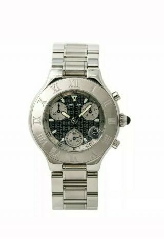 Auth Cartier Must 21 Chronoscaph Quartz Stainless Steel Watch
