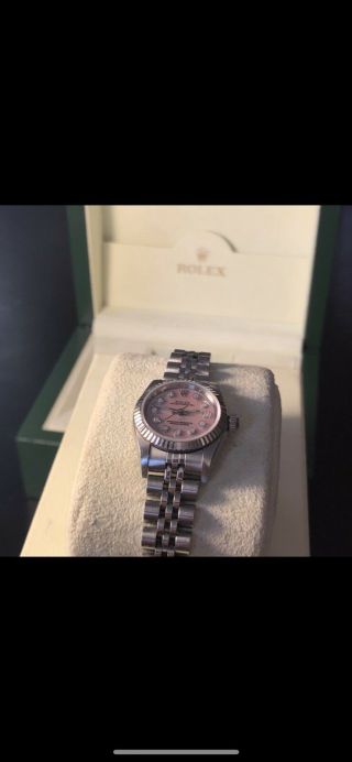 Rolex LADY Oyster Perpetual Stainless Steel Custom Diamond Dial Watch 591b BAND 2
