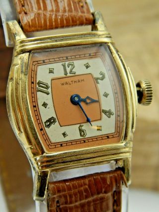 Vintage Antique Rose Gold Waltham Gents Art Deco Wrist Watch 1923 Grade 561