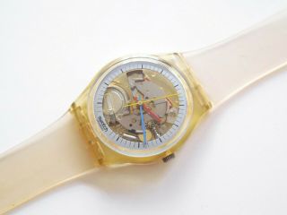 Swatch Gk100 Jelly Fish Skinny Hands ⌚ 1980s 1985 Runs Vtg Classic Clear