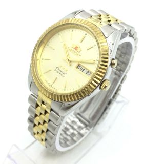 Vintage Mens Orient Crystal Automatic 21 - J D\d 36mm Japan Made Wrist Watch A4586