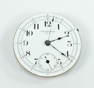 York Standard Pan - American 18 Size Chronograph Pocket Watch Movement Bz15
