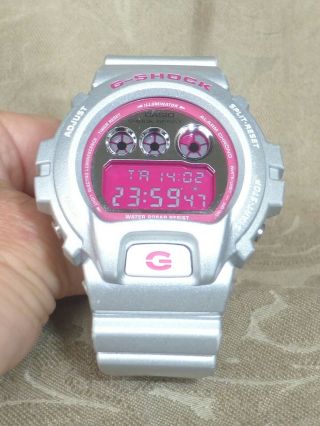 Large Silver Pink Casio Dw - 6900cb G - Shock Alarm Chronograph Men 