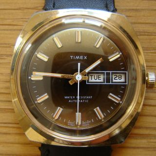 Mens 1975 Vintage Timex Automatic Day Date Wrist Watch - British Made,  Vgc & Fwo