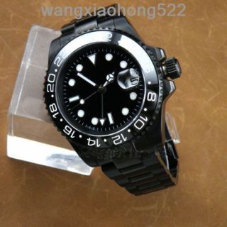 40mm Parnis Pvd Gmt Black Dial Sapphire Glass Ceramic Bezel Automatic Watch 063