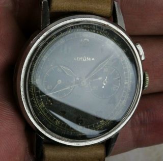 Vintage Lemania Cal.  321/2310 Gilt - Dial Chronograph Wristwatch 37mm FOR REPAIR 6