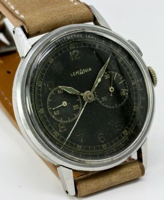 Vintage Lemania Cal.  321/2310 Gilt - Dial Chronograph Wristwatch 37mm FOR REPAIR 9
