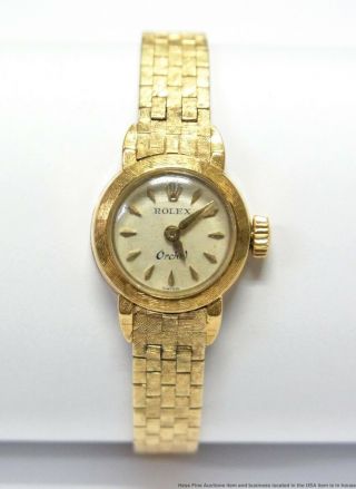 Ladies Vintage 18k Gold Rolex Orchid Wrist Watch Retro Deco Midcentury