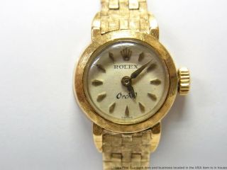 Ladies Vintage 18k Gold Rolex Orchid Wrist Watch Retro Deco Midcentury 2