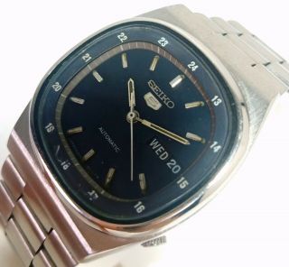 Seiko 5 Automatic Day Date Black Dial 24 Hours Railway Timing Men 