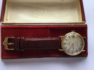 Vintage 18k Gold Omega Seamaster De Ville Mans Watch Rare Dial Boxed