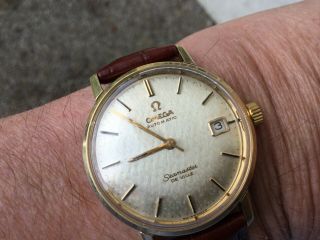 Vintage 18k Gold Omega Seamaster De Ville Mans Watch Rare Dial Boxed 3