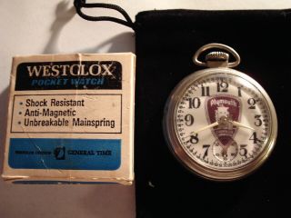 Vintage 16s Pocket Watch Plymouth Auto Theme Dial & Case Runs Well.