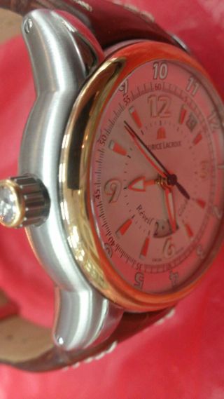 Maurice Lacroix Reveil Globe Automatic 18k Solid Gold,  St Steel Lizzard Leather