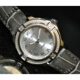 Invicta Women ' s Rare 15083 Angel Silver Dial Grey Leather Watch 6