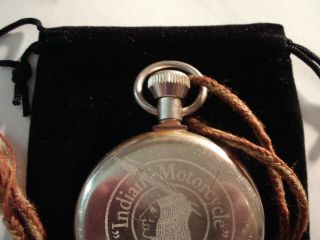 Vintage 16S Pocket Watch Indian Motorcycle Theme Dial & Case Runs Well. 6