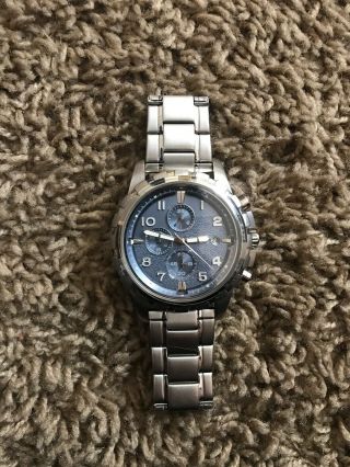 Fossil Dean Chronograph Blue Dial Stainless Steel Men 
