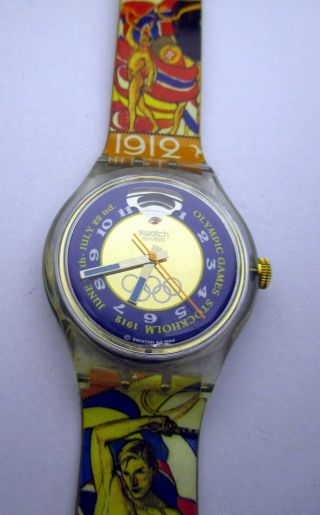 Swatch Ag 1994 Automatic Olympic Games Stockholm 1912 Swiss Watch Eta 2842 (23j)