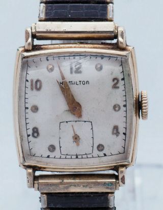 Vintage Hamilton 747 14k Gold Filled 17j Hand - Winding 25mm Stretchy Band Watch
