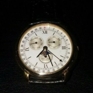 Hamilton Registered Edition 18k Gold Plated Moon Phase Eta Wristwatch - Repair