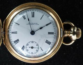 Antique D.  E Black 15 Jewels Gold Filled Pocket Watch