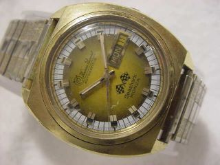 Vintage Gold Fd Antique Diver Art Deco Lucien Piccard Seashark Automatic Watch