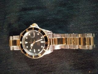 Gents Rolex Submariner Wristwatch Black Dial 18k Gold Stainless Steel