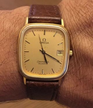 Vintage Omega Seamaster Quartz Watch 20m Gold Plated