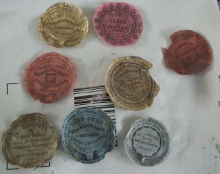 Eight Antique Pocket Watch Papers For Verge Pocket Watch,  Birmingham,  Amlwch Etc