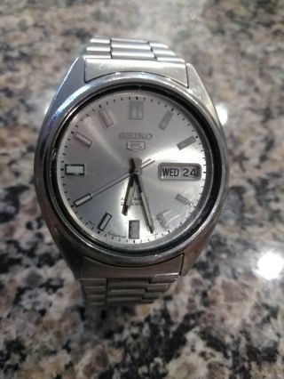 Seiko 5 Automatic 21 Jewel Stainless Steel Watch In Cond.