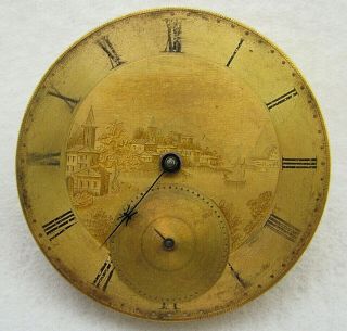Antique 38.  5mm Gold Dial Swiss Key Wind Pocket Watch Movement Parts Repair